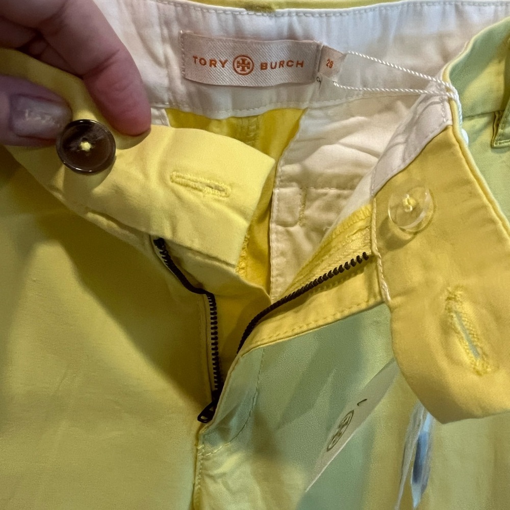 Tory Burch NWT Adrienne Lemon Embroidered Chino Pants 29 Resort - Picture 4 of 13